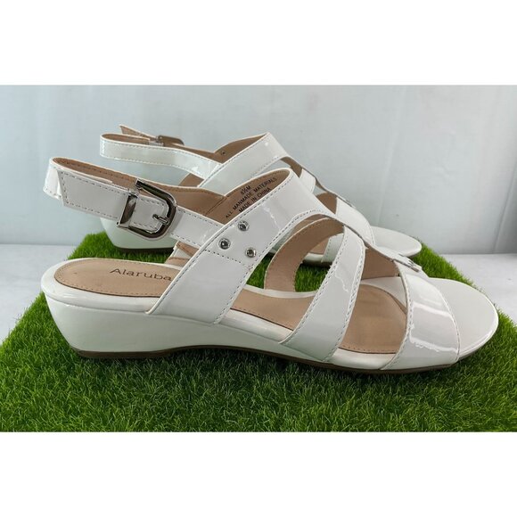 Alaruba Womens Faux Leather White Sandals With Adjustable Ankle Strap Size 8.5 M - Picture 6 of 8